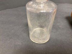 Antique Apothecary Glass Bottle With Treen Case 19th Century-Bottle topper Stuck