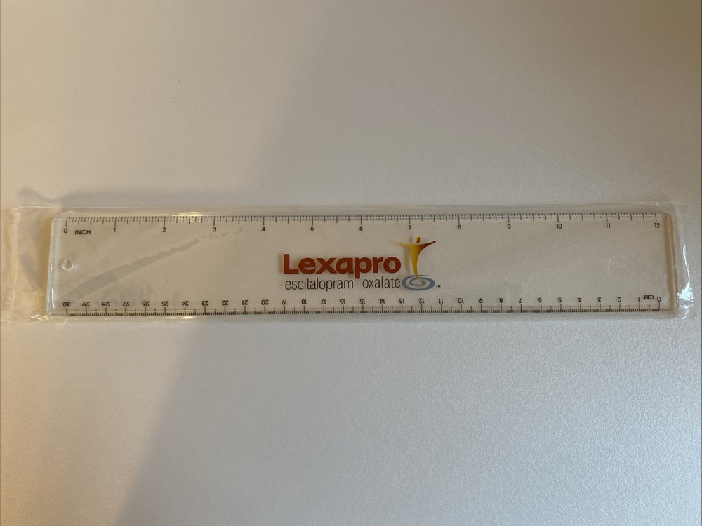 12″ Clear Lucite LEXAPRO Ruler; NEW; Pharmaceutical Drug Rep Promo