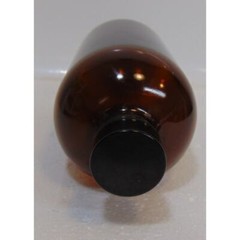 Vintage Amber Brown Glass Vase Bottle Jar Farmhouse Rustic Decor Black Cap Old