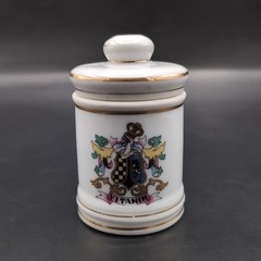 VTG Porcelain Apothecary Jar Vitamin Gold Trim DOM