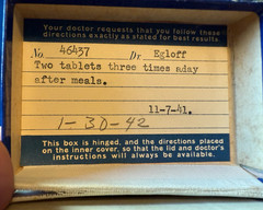RX PRESCRIPTION CARDBOARD BOX, 1941. „The Prescription Shop“ Mason City, Iowa.