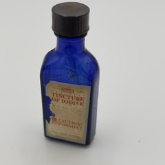 RARE Cobalt Blue Rexall Tincture of Iodine Antique Poison Bottle bottle EMPTY