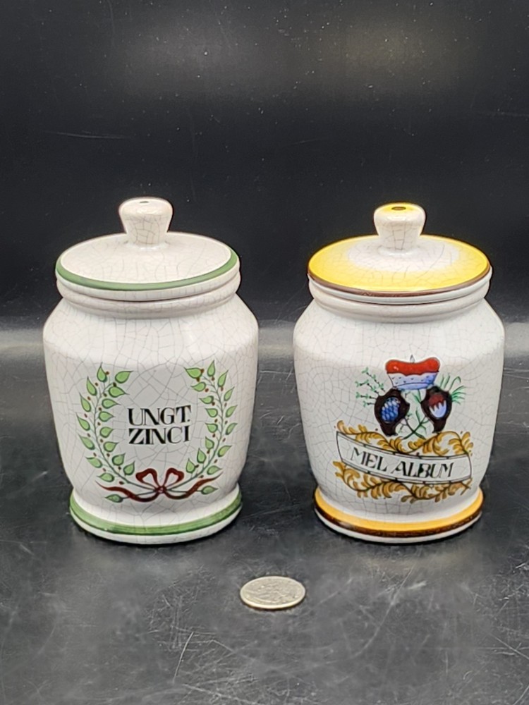 Vintage Set Of 2 Apothecary Jars. West Germany. Allen Ausston Herr.