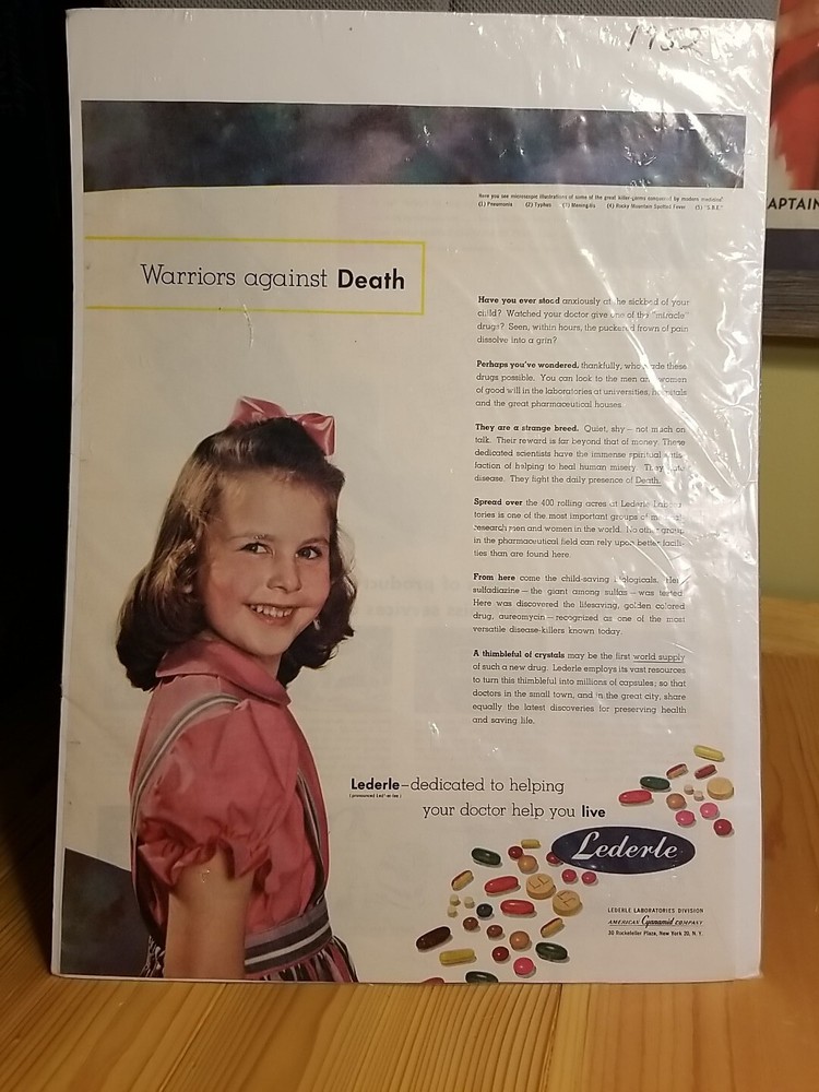 Vintage 1950s Lederele Pharmaceuticals Ad Advertisement Medicine Lewis Daniel
