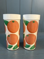 Vintage 1970’s Pharmaceutical Plastic Tumblers w/K-LOR RX Logo | Oranges