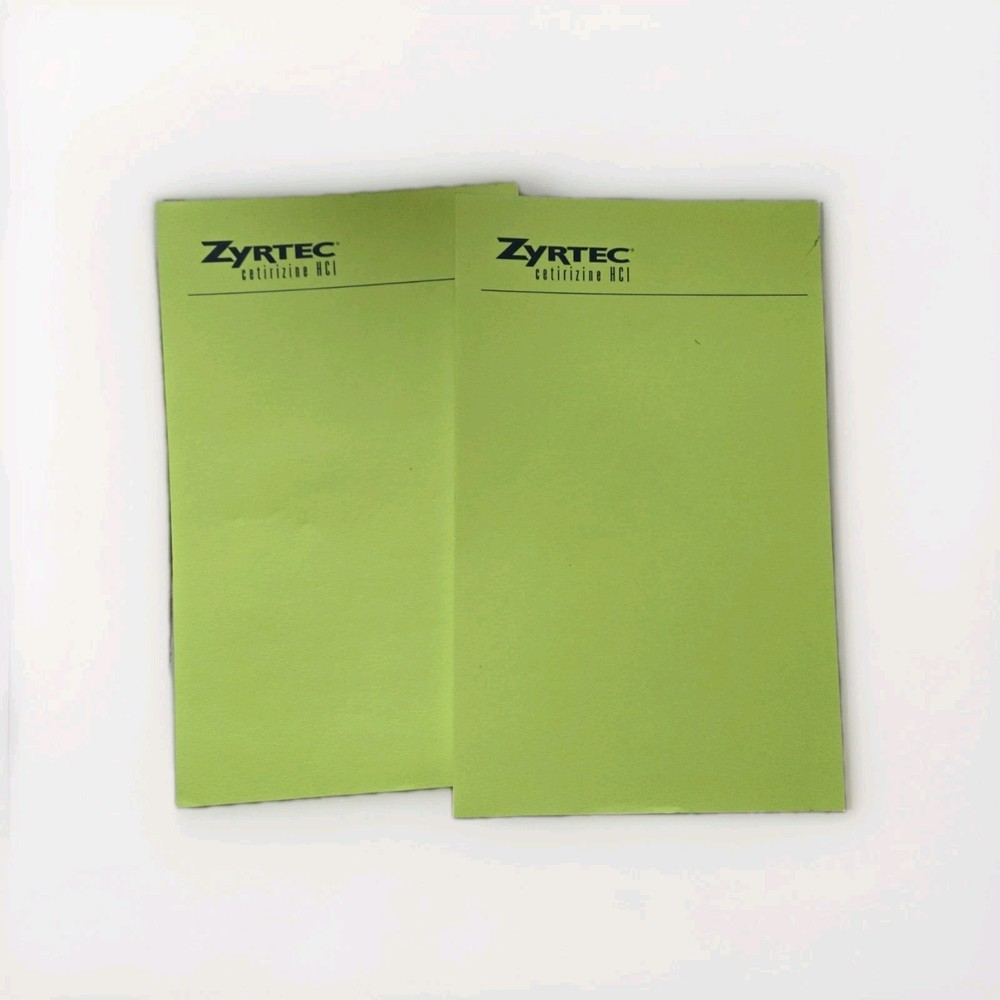 Vintage Zyrtec Notepads Neon Green Pharmaceutical Advertising Set Of 2 Pfizer