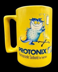 Protonix Ceramic Coffee Mug Pharmaceutical Promotional IV Medication Yellow 16oz