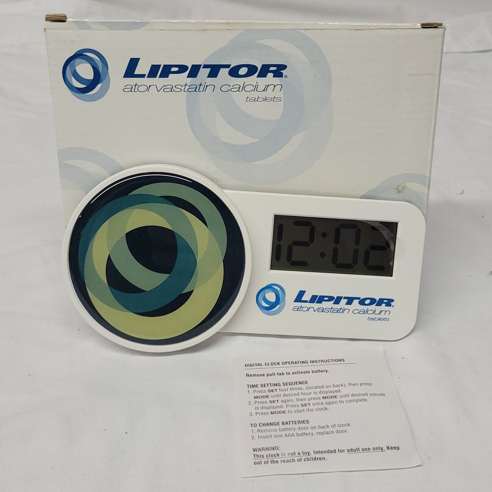 Lipitor Atorvastatin Calcium Drup Rep Pharmaceutical Promo Digital Clock New Box
