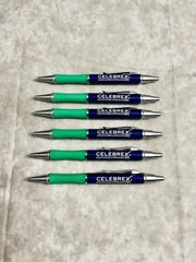 CELEBREX PHARMACEUTICAL REP PENS METAL BLUE GREEN GRIPS CHROME CLIP LOT OF 6