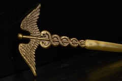 Vintage Brass Letter Opener Caduceus Medical 9″ 5.4oz