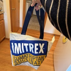 Imitrex Pharma Tote Bag/Drug Rep Promo Zipper Closure Thick Vinyl 16” X 17” X 5”