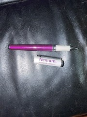 Vintage Nexium Promotional Metal Ballpoint Pen Purple White USED