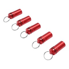 2-5pcs Mini Keychain Tablets Case Water Proof Outdoor Tablets Container Red