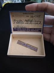 1949 Paper Hinged Prescription Pill Box KELLEY Pharmacy Burlington Vermont Ad RX