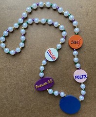 VINTAGE DRUG REP PROMO ~ PAMLAB PALGIC FOLTZ DIATx & PANLOR SS Beaded Necklace