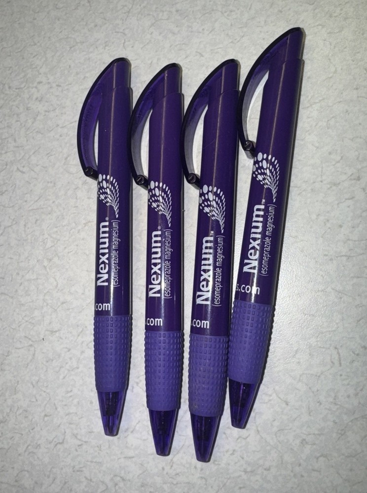 NEXIUM ESOMEPRAZOLE : Purple, Plastic, Pharmaceutical Promo – Lot of 4 Pens