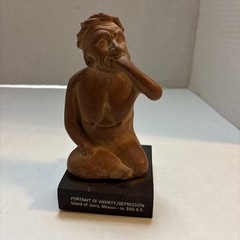 Vtg Portrait Of Anxiety/Depression Etrafon Promo Clay Figurine Mexico ca 800 AD