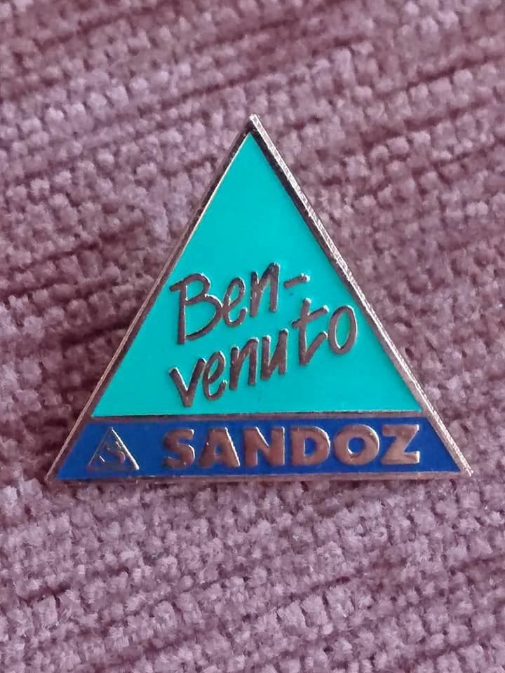 SANDOZ Pharmaceuticals pin LSD Albert Hofmann – BENVENUTO pin badge