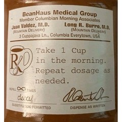 BeanHaus Medical Group Prescription Coffee Mug Funny Rx Stoneware Cup 12oz