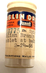 Vtg 1966 Glass Ablin Drug Store Prescription Pill Bottle Illinois -Ms Brandt
