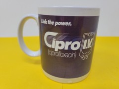 Vintage CIPRO Miles Pharmaceutical Drug Ceramic Mug Advertising RX Promo RARE