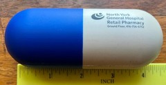 very rare 1970s North York General Hospital foam capsule hand squeezer pharma