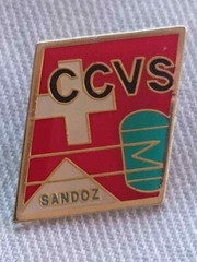 🔴SANDOZ CCVS Pharmaceuticals pin LSD Albert Hofmann Logo Badge Numbered 0107🔴