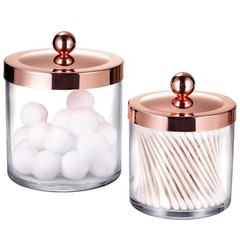 SheeChung 2-Pack Plastic Apothecary Jars with Rose Gold Metal Lids – 25oz & 1…