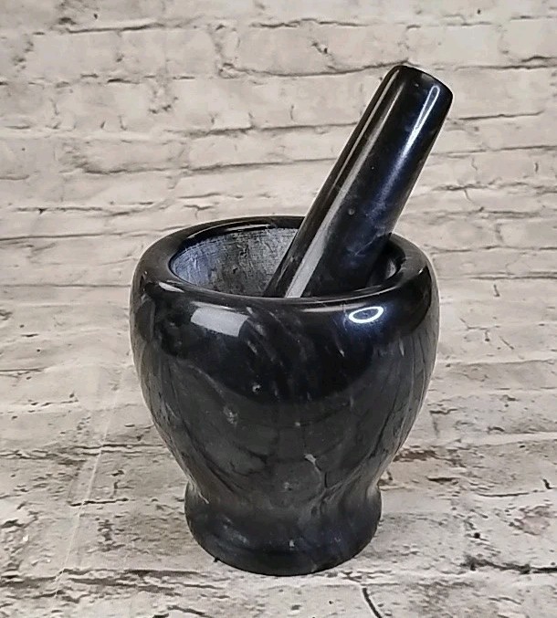 Vintage 1960′ Gray Italian Marble Mortar & Pestle