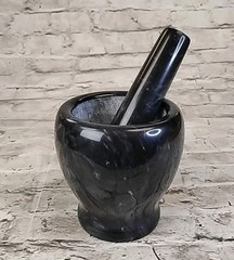 Vintage 1960′ Gray Italian Marble Mortar & Pestle