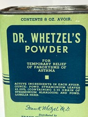 Vtg Dr. Whetzel’s Powder Asthma 8 oz Cardboard & Metal Container