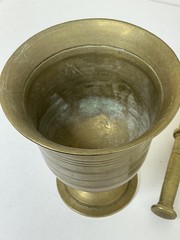 Vintage Solid Brass Mortar And Pestle Tall Footed Cup Apothecary Decor Pharmacy