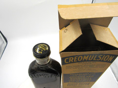 BW – 1930s Creomulsion Coughs Bronchial Atlanta Ga 7 3/4 “ Medicine bottle Box