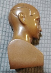 Vintage Paxipam Phrenology Bust, Medical Advertising Paperweight 4-3/8” x 2.4”