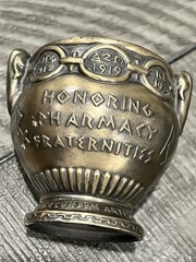 Vintage Mortar SECUNDUM ARTEM” RX Pharmacist Brass Coricidin Pharmacy