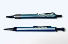 VIAGRA DRUG REP PENS HEAVY METAL RETRACTABLE REFILLABLE LOT OF 2 METALLIC
