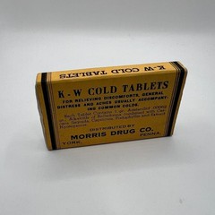 Vintage KW Cold Tablets Empty Box Morris Drug Co. Pill Cardboard