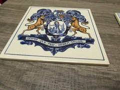Blue Delft Pharmacy Handmade Pill Tile 1982 BURROUGHS