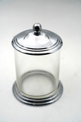 1950’s Style Chrome Apothecary Medical Glass Jar Canister with Lid