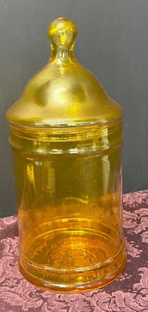 Apothecary jar Yellow Glass 6.5″ Candy Container EUC