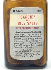 C1960s NOS Caroid Bile Salts Advertising Sterling Drug Bottle American Ferment