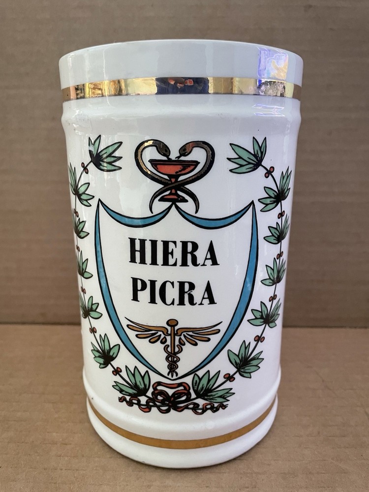 Vintage HIERA PICRA Pharmacy Pharmacist Drug Store Apothecary Canister
