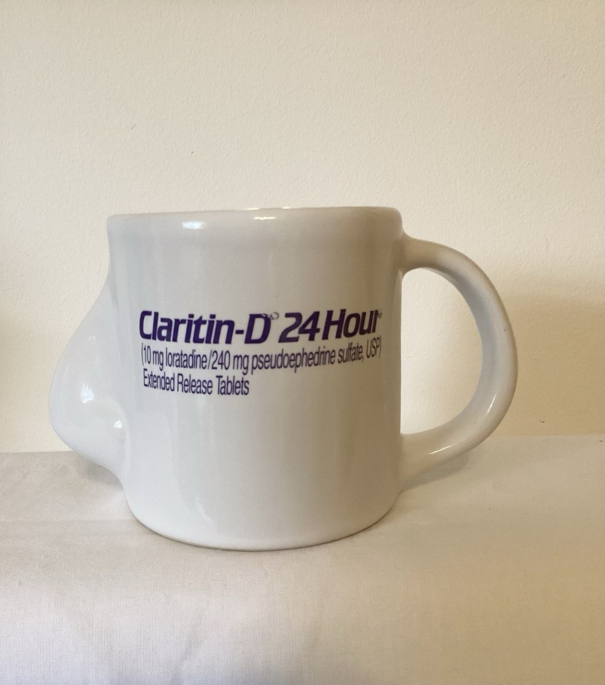 Vintage Pharmaceutical Advertisement “Claritin-D” Coffee Mug Cup Nose Cup