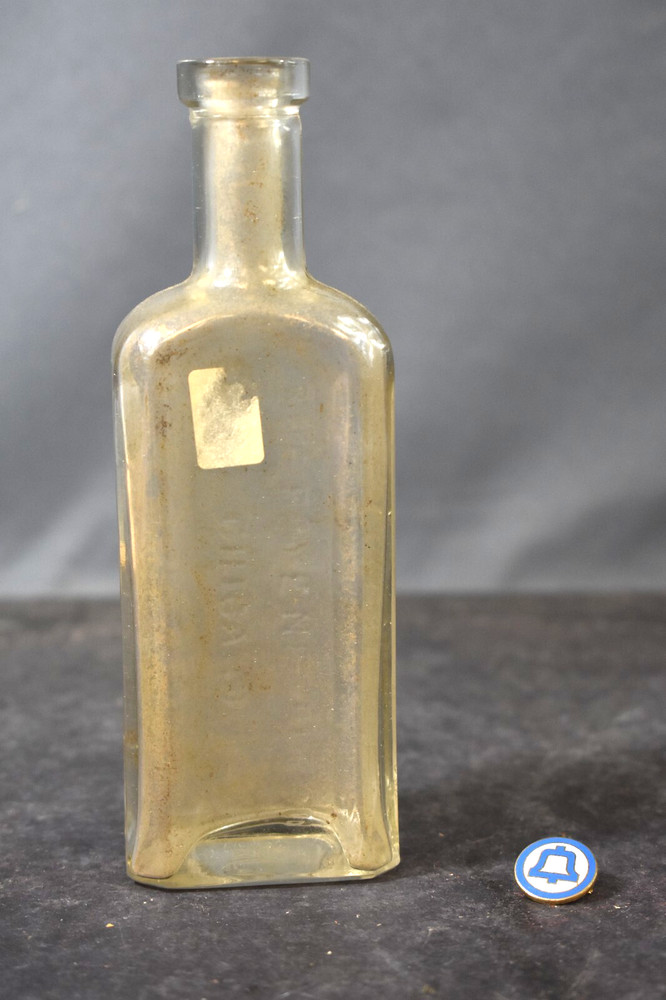 Vintage Medicine Bottle, Glass, Boye Needle Co. Chicago. 3 oz. 6 1/4″ Tall