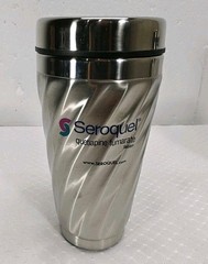Seroquel Travel Coffee Mug & Pharmacist Neck Tie Pharmaceutical Advertising