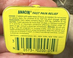 Anacin Fast Pain Relief Tin 12 Analgesic Tablets Exp Nov 1988 Whitehall Labs