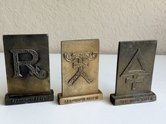 LOT 3! 80’s Secundum Artem Tinactin Metal Paperweight Pharmacy RX Drugstore VTG