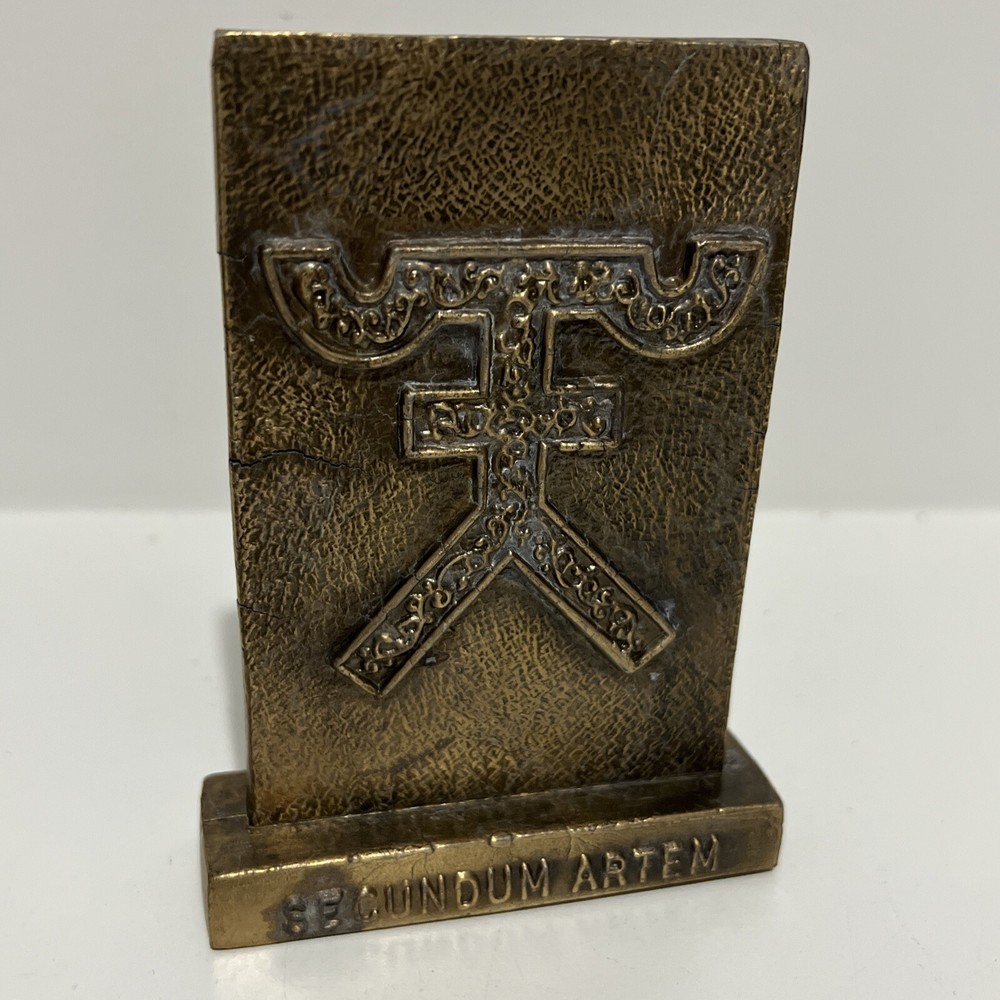 Vintage Pharmacy Brass Paperweight Tinactin Promotion Advertising Symbol