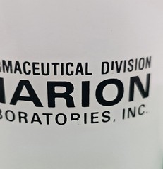 Vintage Pharmaceutical Milk Glass Mug Nitro-Bid Pavabid Marion Labs Glasbake