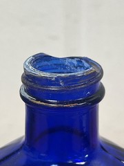 Cobalt Blue Coral Compackage Glass Antique Medicine Pharmaceutical Bottle